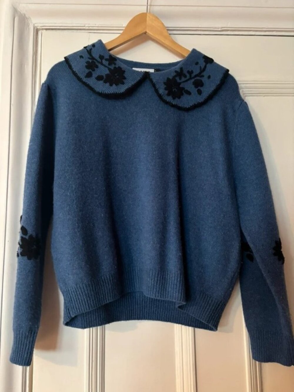 Rixo Women’s Lula Embroidered Wool Sweater Size M